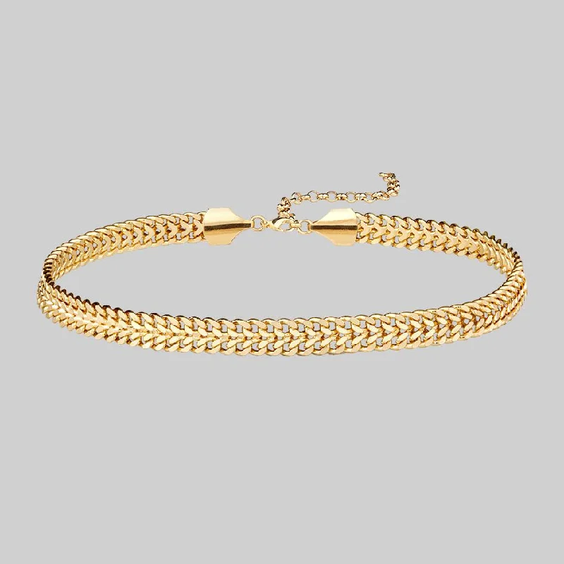 Shop Classic Women's  Necklaces & Pendants with a Modern Twist-SOLACE. Wide Curb Chain Choker - Gold