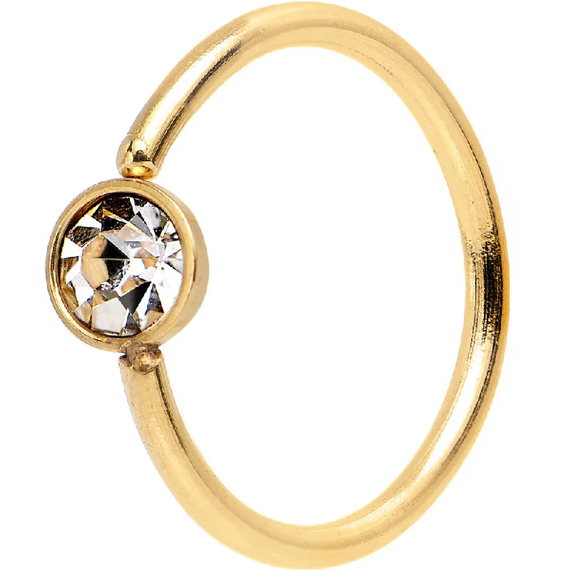 Elegant Silver Nose Rings -20 Gauge 5/16 Gold IP Stainless Steel Bright Clear Gem Nose Hoop Elegant Silver Nose Rings -20 Gauge 5/16 Gold IP Stainless Steel Bright Clear Gem Nose Hoop