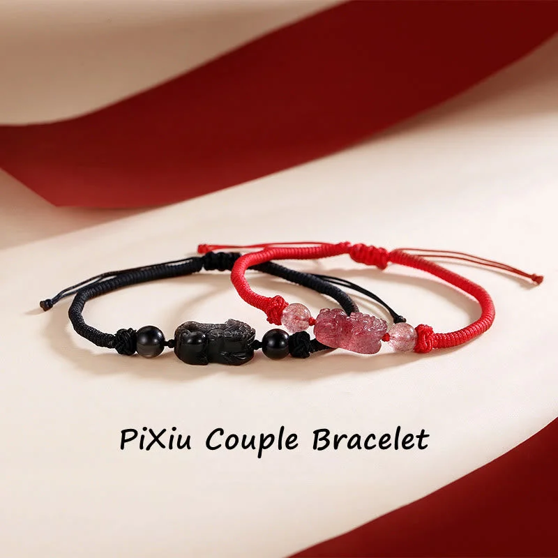 Stylish Bracelets for Men with Gemstones-Buddha Stones Handmade Natural Silver Sheen Obsidian Strawberry Quartz PiXiu Protection Braided Bracelet Stylish Bracelets for Men with Gemstones-Buddha Stones Handmade Natural Silver Sheen Obsidian Strawberry Quartz PiXiu Protection Braided Bracelet
