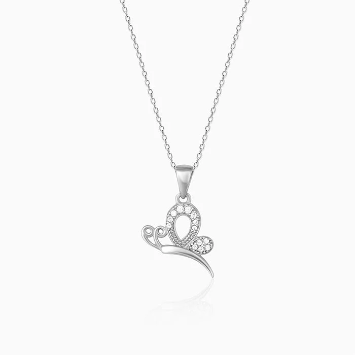 Shop Classic Women's  Necklaces & Pendants with a Modern Twist-Silver Love Like A Butterfly Pendant With Link Chain