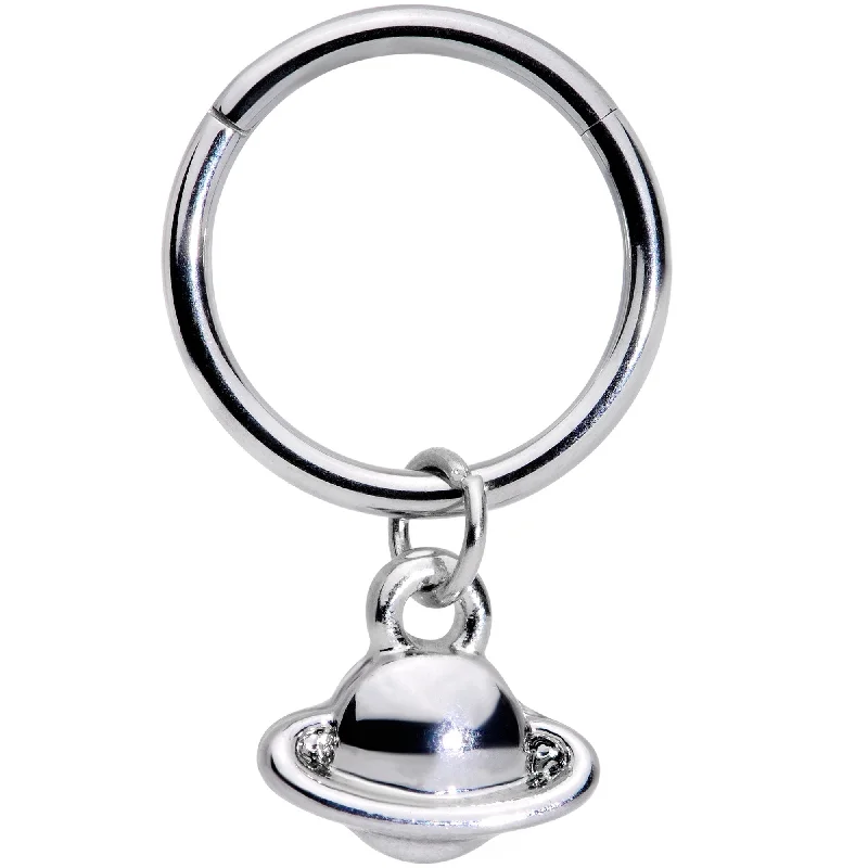 Timeless Lip Rings for Every Look16 Gauge 3/8 Ringed Planet Saturn Dangle Hinged Segment Ring