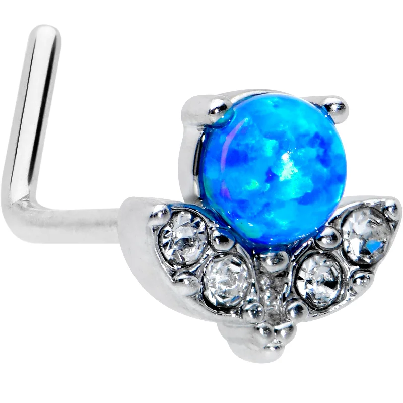 Nose Rings for Statement Jewelry -20 Gauge 1/4 Blue Synthetic Opal Style Flower L Shape Nose Ring Nose Rings for Statement Jewelry -20 Gauge 1/4 Blue Synthetic Opal Style Flower L Shape Nose Ring