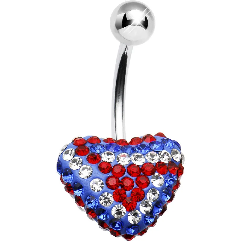 Stylish Belly Rings for Elegant Looks -Patriotic Heart Crystal Evolution Belly Ring