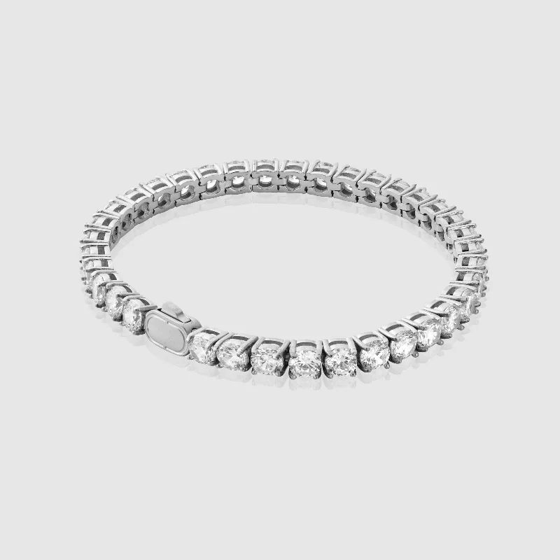 Men's Wrist Bracelets with Stone Accents-Tennis Bracelet (Silver) 5mm