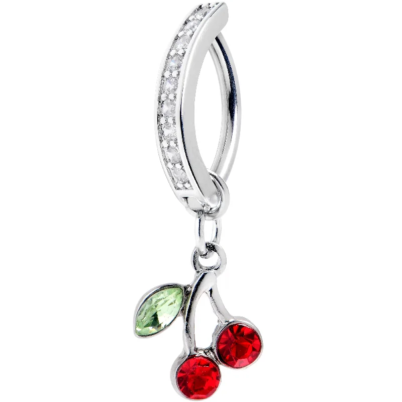 Comfortable Belly Rings for Long-Wear Fashion -14 Gauge 3/8 Red Gem Grade 23 Titanium Cherry Dangle Hinged Hoop Belly Ring Comfortable Belly Rings for Long-Wear Fashion -14 Gauge 3/8 Red Gem Grade 23 Titanium Cherry Dangle Hinged Hoop Belly Ring