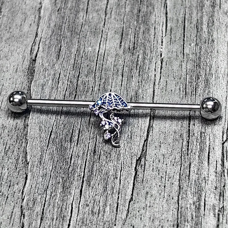 Women's Earrings – Elegant Designs for Every Personality--14 Gauge Clear Blue CZ Gem Jellyfish Blue Industrial Barbell 38mm Women's Earrings – Elegant Designs for Every Personality--14 Gauge Clear Blue CZ Gem Jellyfish Blue Industrial Barbell 38mm