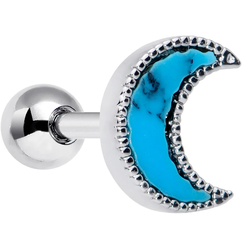 Women's Earrings – Elegant Designs for Every Personality--16 Gauge 1/4 Faux Turquoise Crescent Moon Cartilage Tragus Earring Women's Earrings – Elegant Designs for Every Personality--16 Gauge 1/4 Faux Turquoise Crescent Moon Cartilage Tragus Earring