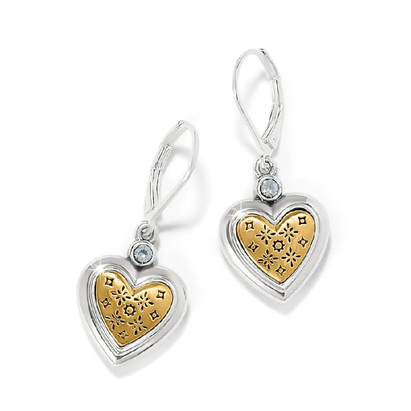 Women's Earrings – Elegant Designs for Every Personality--Mosaic Heart Two Tone  Leverback Earrings