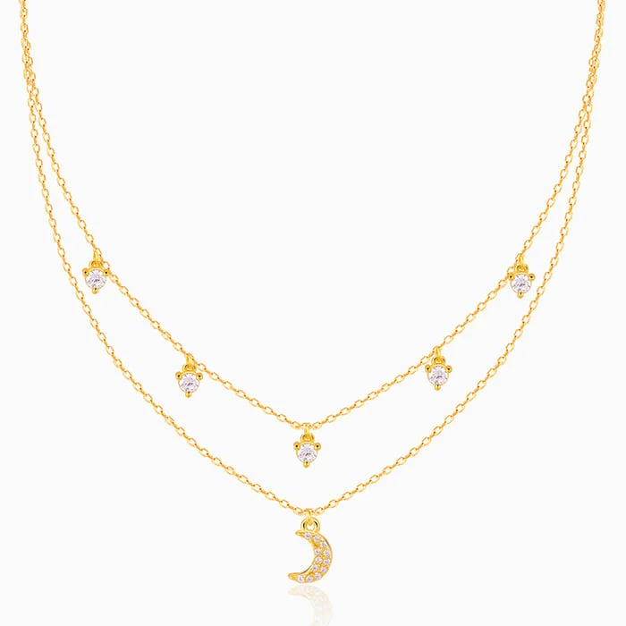 Shop Classic Women's Necklaces & Pendants with a Modern Twist-Golden Crescent Zircon Necklace Shop Classic Women's Necklaces & Pendants with a Modern Twist-Golden Crescent Zircon Necklace