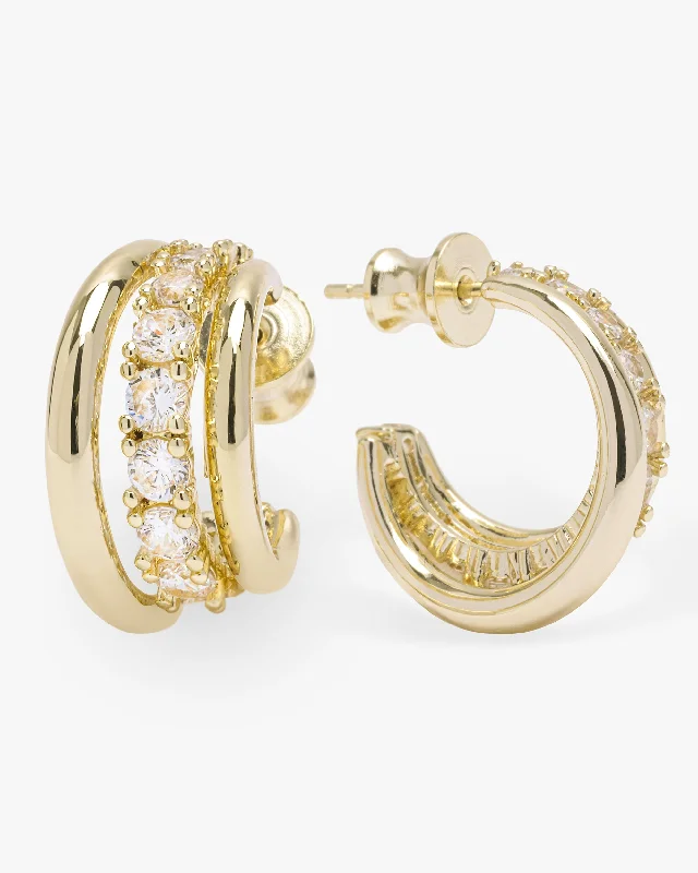 Women's Earrings – Elegant Designs for Every Personality--"Oh She Fancy" Smooth & Diamond Hoops - Gold|White Diamondettes Women's Earrings – Elegant Designs for Every Personality--"Oh She Fancy" Smooth & Diamond Hoops - Gold|White Diamondettes