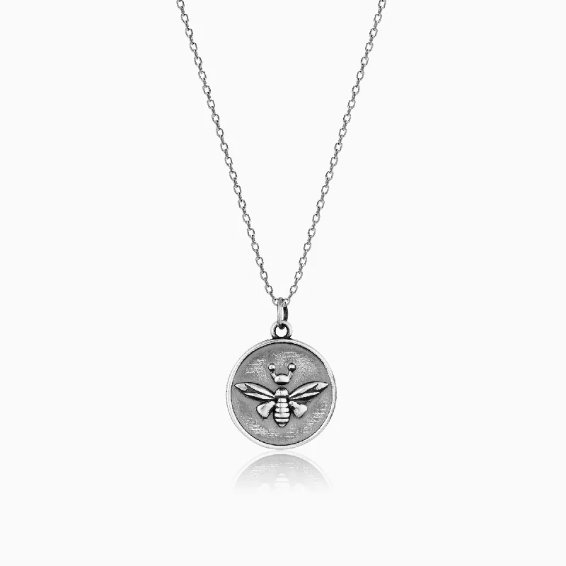 Exclusive Men's Necklaces & Pendants for the Modern Gentleman-Oxidised Silver Wasp Pendant With Link Chain For Him Exclusive Men's Necklaces & Pendants for the Modern Gentleman-Oxidised Silver Wasp Pendant With Link Chain For Him