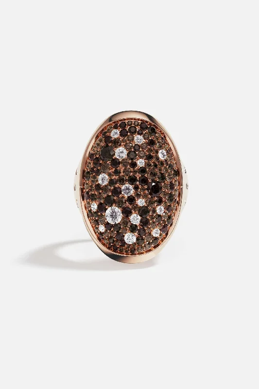 Chic Women's Rings for Fashion-Forward Looks-Pavé Chocolate Rose Gold Ring