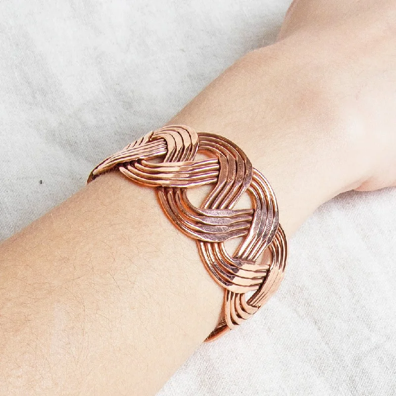 Shiny Bangles for Women-Handcrafted Copper Wave Cuff