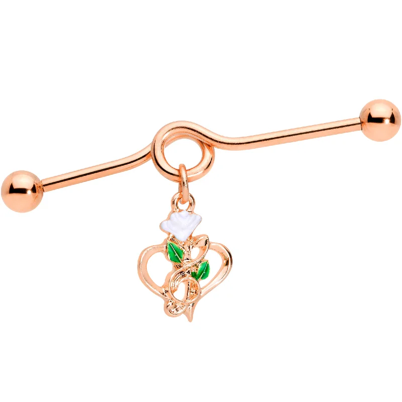Women's Earrings – Elegant Designs for Every Personality--14 Gauge Rose Gold Tone Heart Flower Music Dangle Project Bar 38mm Women's Earrings – Elegant Designs for Every Personality--14 Gauge Rose Gold Tone Heart Flower Music Dangle Project Bar 38mm
