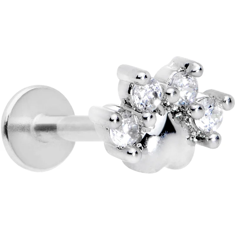 Comfortable Lip Rings with Sparkling Detail16 Gauge 5/16 Clear CZ Gem Paw Print Cat Labret Monroe Tragus