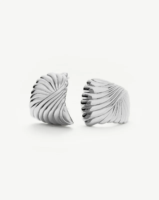 Women's Earrings – Elegant Designs for Every Personality--Ripple Oversized Stud Earrings | Silver Plated