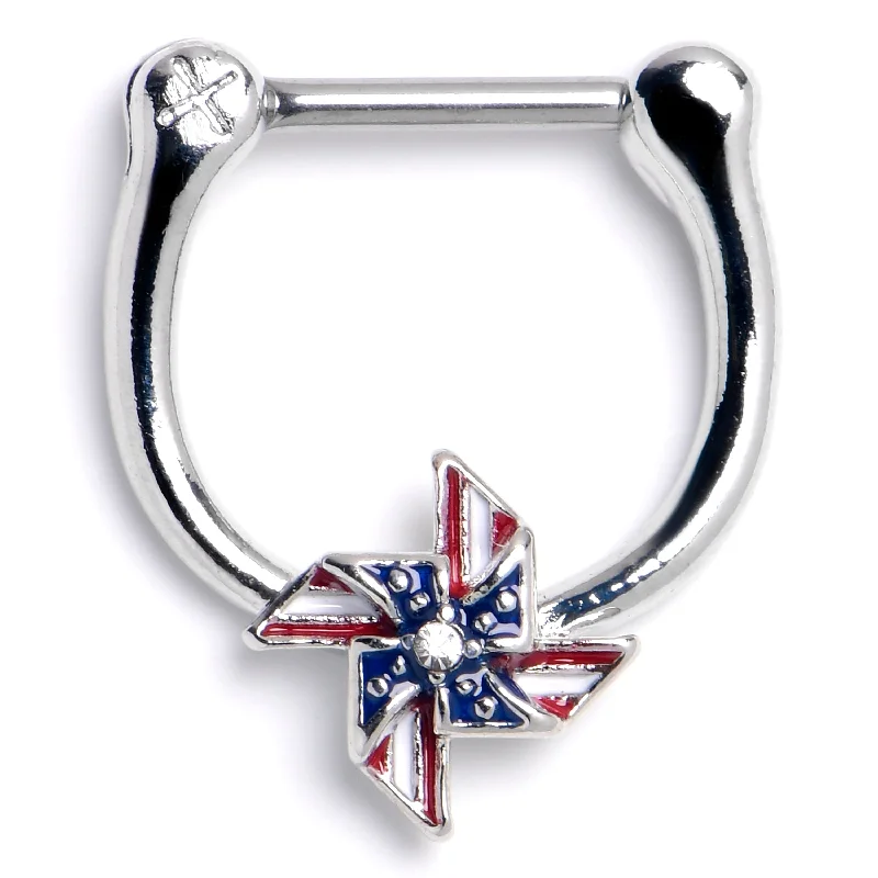 Women's Earrings – Elegant Designs for Every Personality--16 Gauge 5/16 Clear Gem Festive Patriotic Pinwheel Cartilage Clicker Women's Earrings – Elegant Designs for Every Personality--16 Gauge 5/16 Clear Gem Festive Patriotic Pinwheel Cartilage Clicker