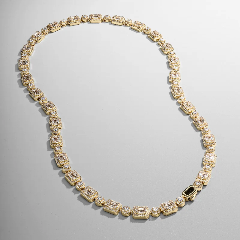 Exclusive Men's Necklaces & Pendants for the Modern Gentleman-Baguette Link Iced Necklace (Gold) Exclusive Men's Necklaces & Pendants for the Modern Gentleman-Baguette Link Iced Necklace (Gold)