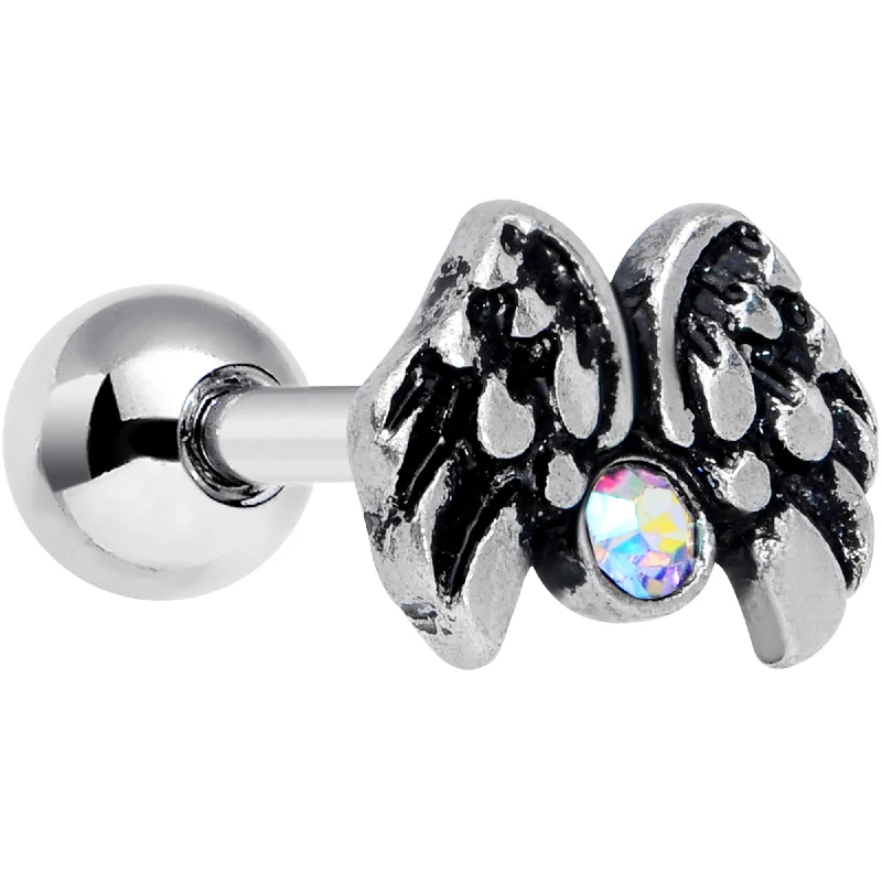 Women's Earrings – Elegant Designs for Every Personality--16 Gauge 1/4 Aurora Gem Angel Wings Cartilage Tragus Earring