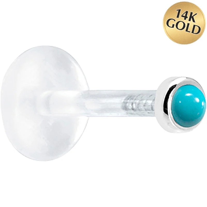 Women's Earrings – Elegant Designs for Every Personality--16 Gauge 1/4 Solid 14KT White Gold 2mm Genuine Turquoise Bioplast Tragus Earring Stud Women's Earrings – Elegant Designs for Every Personality--16 Gauge 1/4 Solid 14KT White Gold 2mm Genuine Turquoise Bioplast Tragus Earring Stud