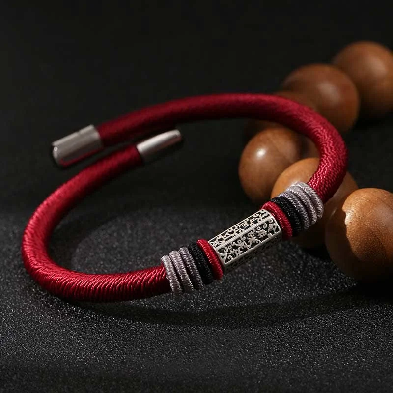Stylish Bracelets for Men with Polished Finishes-Buddha Stones 925 Sterling Silver Om Mani Padme Hum Peace Red String Bracelet Stylish Bracelets for Men with Polished Finishes-Buddha Stones 925 Sterling Silver Om Mani Padme Hum Peace Red String Bracelet