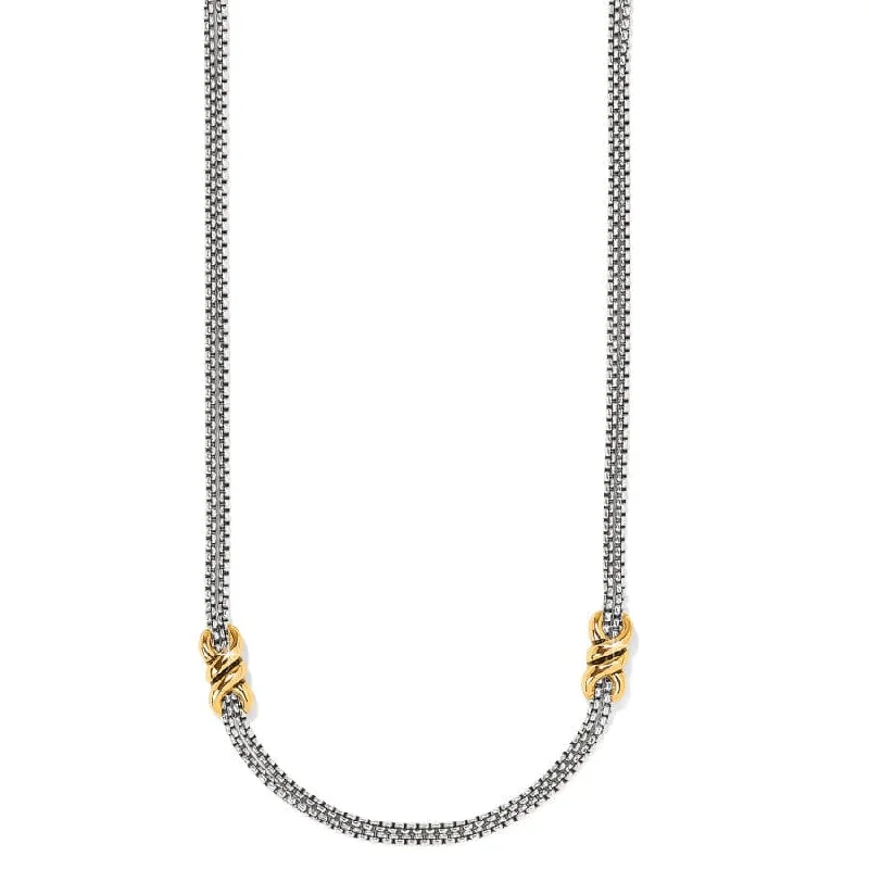 Shop Classic Women's Necklaces & Pendants with a Modern Twist-Interlok Twist Two Tone Double Chain Necklace Shop Classic Women's Necklaces & Pendants with a Modern Twist-Interlok Twist Two Tone Double Chain Necklace
