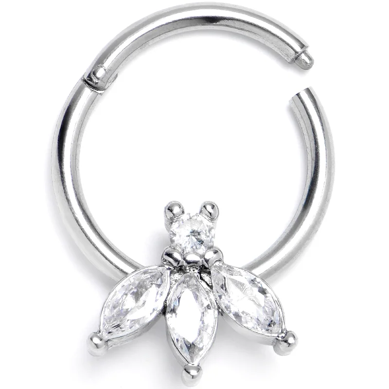 Women's Earrings – Elegant Designs for Every Personality--16 Gauge 3/8 Clear Gem Fashion Fan Mini Hinged Segment Ring Women's Earrings – Elegant Designs for Every Personality--16 Gauge 3/8 Clear Gem Fashion Fan Mini Hinged Segment Ring