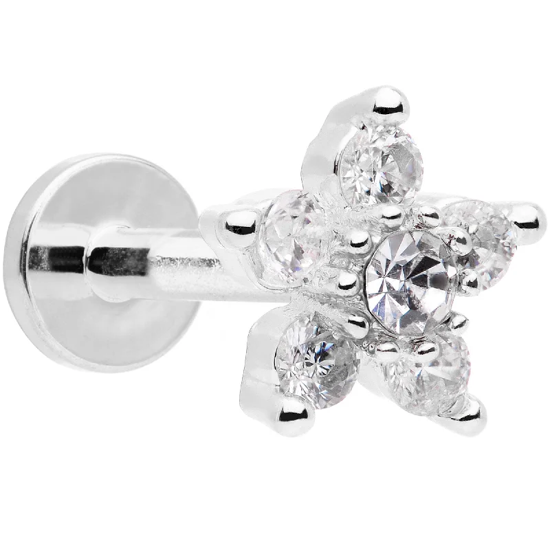 Elegant Lip Rings for Special Occasions16 Gauge 5/16 Clear CZ Star Internally Threaded Labret Elegant Lip Rings for Special Occasions16 Gauge 5/16 Clear CZ Star Internally Threaded Labret