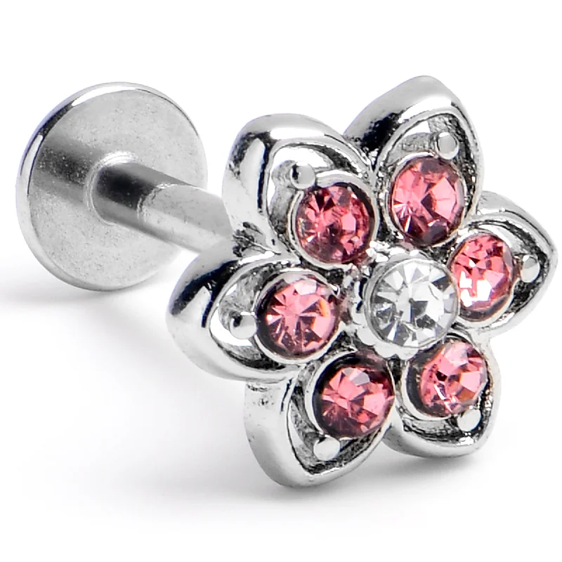 Comfortable Lip Rings for Smooth Feel16 Gauge 5/16 Pink Radiant Blossom Flower Labret Monroe Tragus Comfortable Lip Rings for Smooth Feel16 Gauge 5/16 Pink Radiant Blossom Flower Labret Monroe Tragus