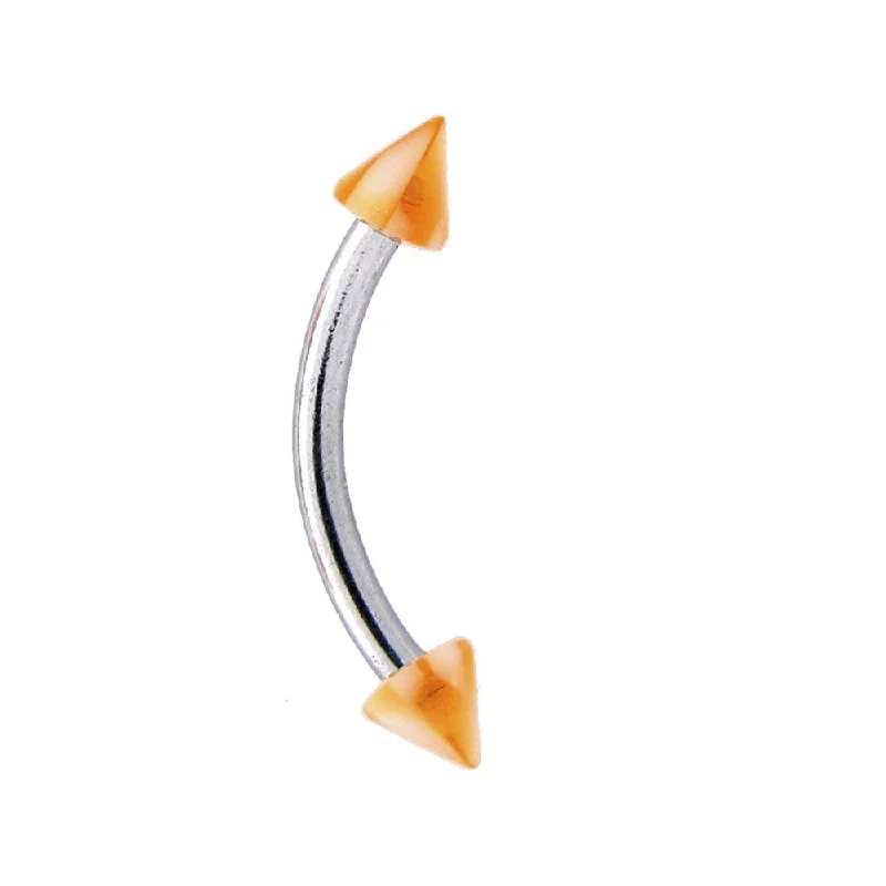 Women's Earrings – Elegant Designs for Every Personality--Orange UV CHECKER CONE Curved Barbell Eyebrow Ring