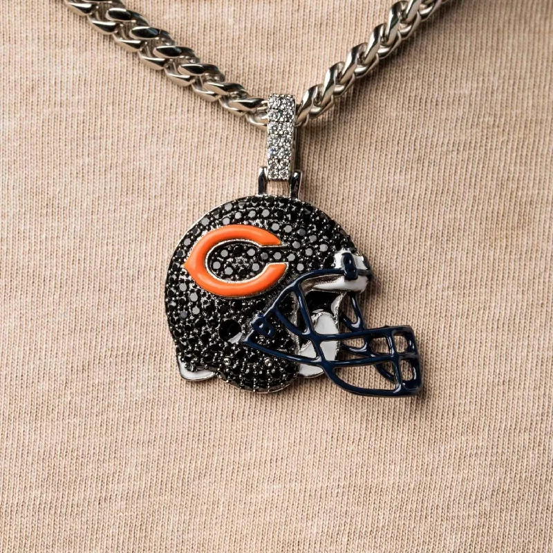 Men's Adjustable Cuff Bracelets-Chicago Bears Official NFL Helmet Pendant
