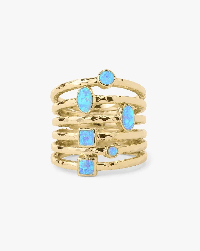 Chic Women's Rings for Fashion-Forward Looks-Monroe Ring - Gold|Blue Opal