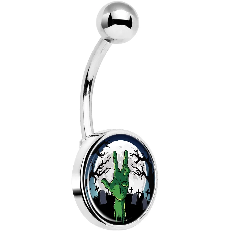 Comfortable Belly Rings for Everyday Use -Cemetery Zombie Hand Halloween Belly Ring