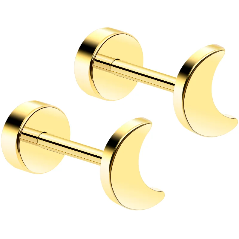 Women's Earrings – Elegant Designs for Every Personality--14k Yellow Gold Plated 4mm Crescent Moon Flat Back Stud Earrings - 1 Pair Women's Earrings – Elegant Designs for Every Personality--14k Yellow Gold Plated 4mm Crescent Moon Flat Back Stud Earrings - 1 Pair