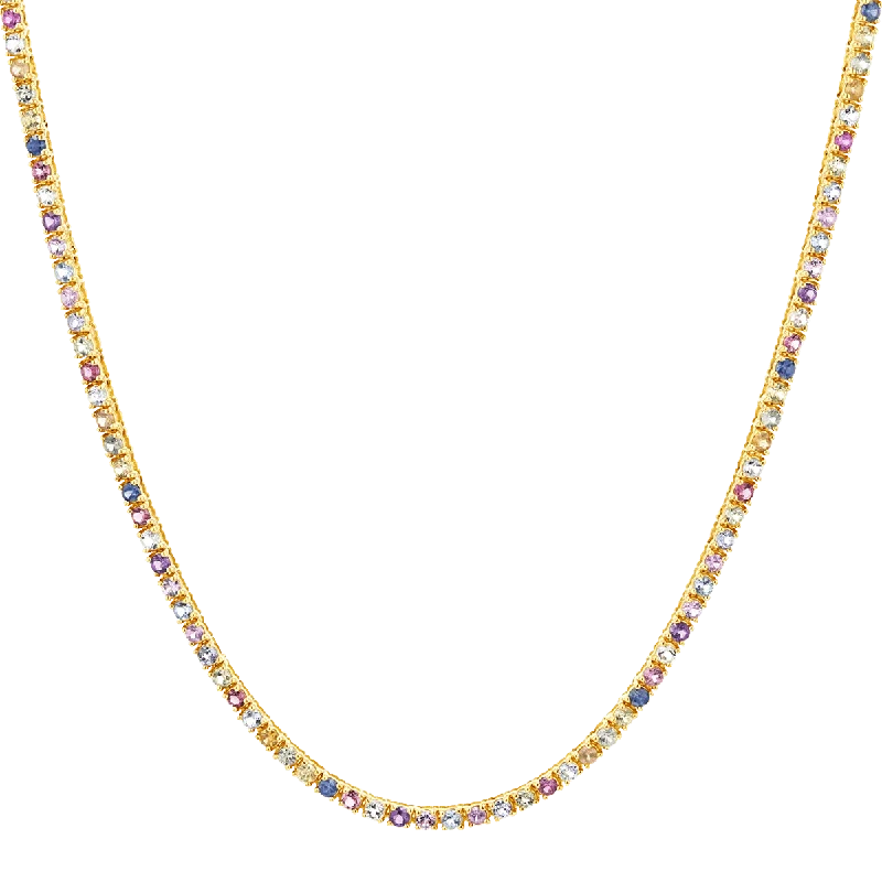 Shop Classic Women's Necklaces & Pendants with a Modern Twist-Rainbow Gemstone Tennis Necklace Shop Classic Women's Necklaces & Pendants with a Modern Twist-Rainbow Gemstone Tennis Necklace