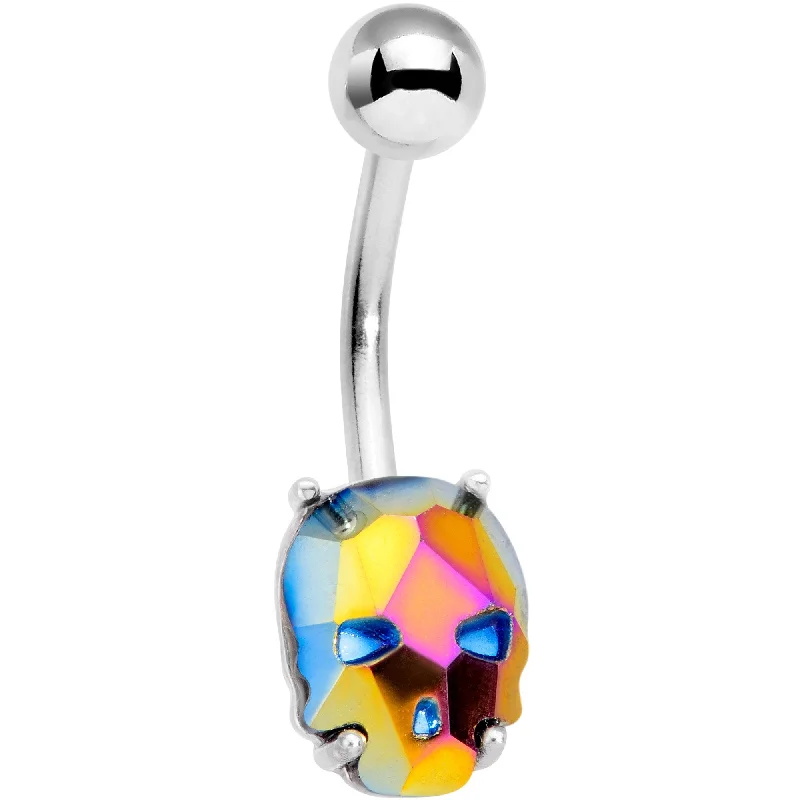 Belly Rings with Simple and Elegant Designs -Rainbow Gem Sugar Skull Mask Belly Ring Belly Rings with Simple and Elegant Designs -Rainbow Gem Sugar Skull Mask Belly Ring