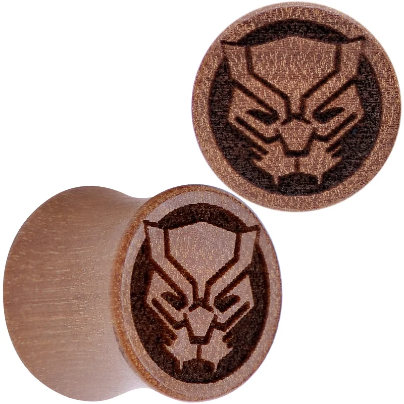 Women's Earrings – Elegant Designs for Every Personality--Licensed Marvel Black Panther Sawo Wood Saddle Plug Set