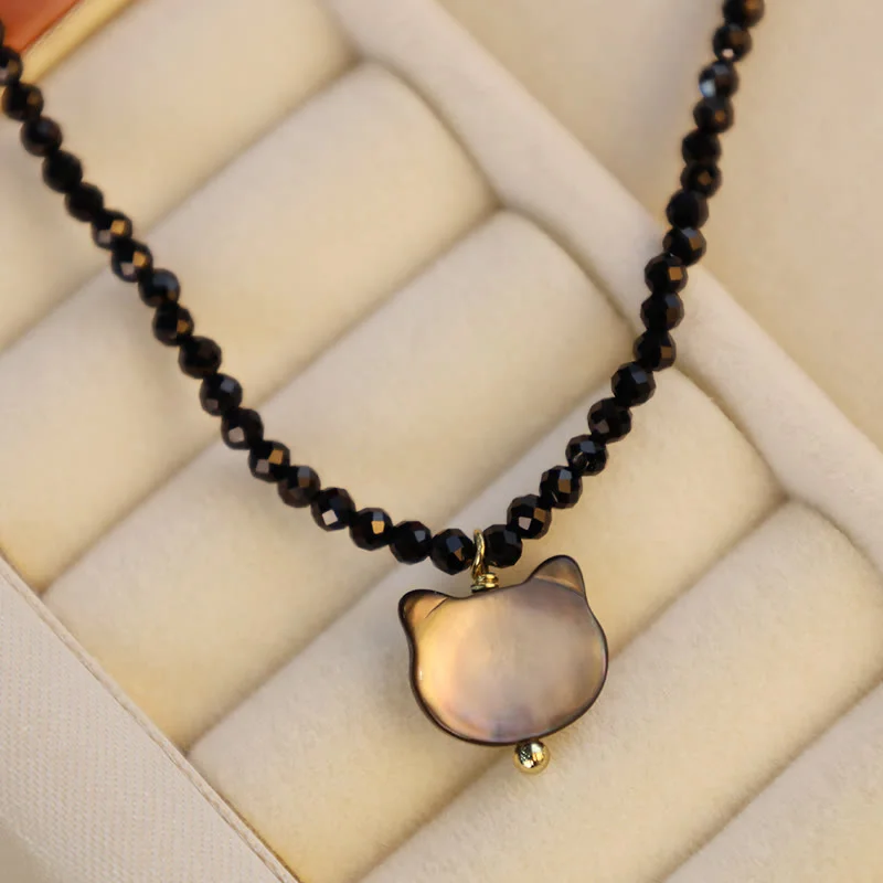 Shop Classic Women's Necklaces & Pendants with a Modern Twist-Buddha Stones Black Spinel Cute Cat Motivate Choker Necklace Shop Classic Women's Necklaces & Pendants with a Modern Twist-Buddha Stones Black Spinel Cute Cat Motivate Choker Necklace