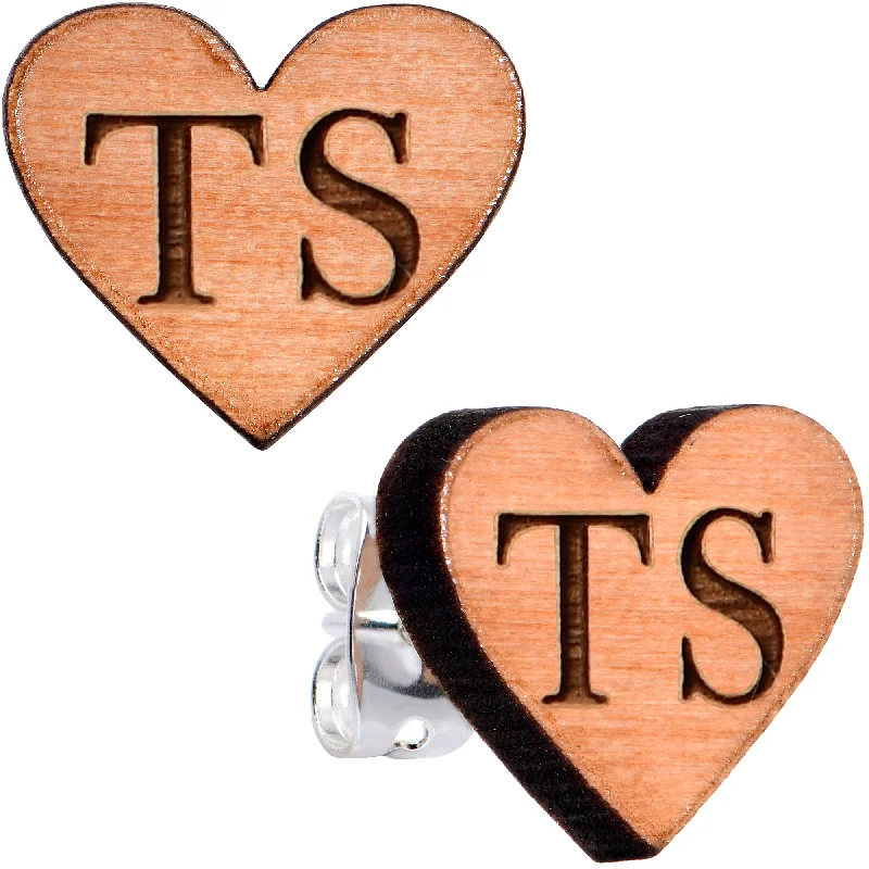 Women's Earrings – Elegant Designs for Every Personality--Custom No 1 Earrings Wood Initial Heart Personalized Stud Earrings Women's Earrings – Elegant Designs for Every Personality--Custom No 1 Earrings Wood Initial Heart Personalized Stud Earrings