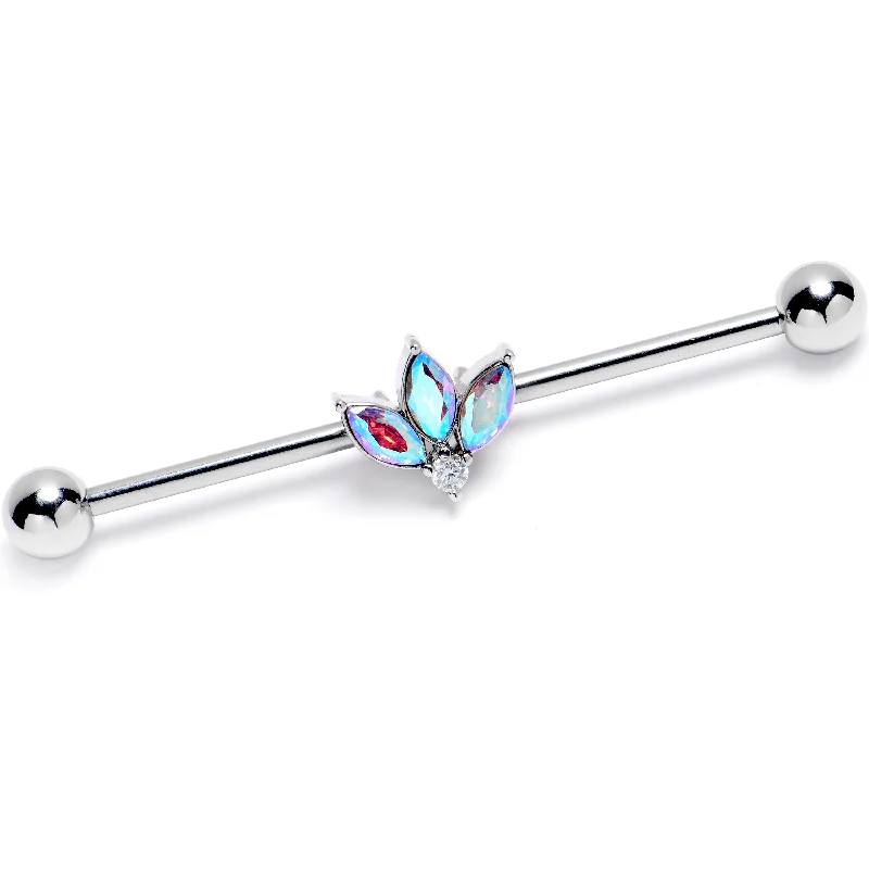 Women's Earrings – Elegant Designs for Every Personality--14 Gauge Aurora Gem Fashion Fan Mini Industrial Barbell 38mm