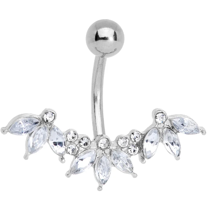 Stylish Belly Rings for Exclusive Fashion -Clear Gem Comely Clusters Belly Ring