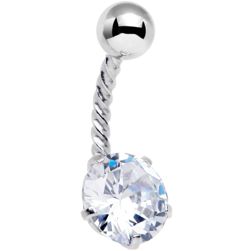 Belly Rings with Classic Design for Timeless Appeal -Clear CZ Gem Classic Seriously Twisted Belly Ring Belly Rings with Classic Design for Timeless Appeal -Clear CZ Gem Classic Seriously Twisted Belly Ring