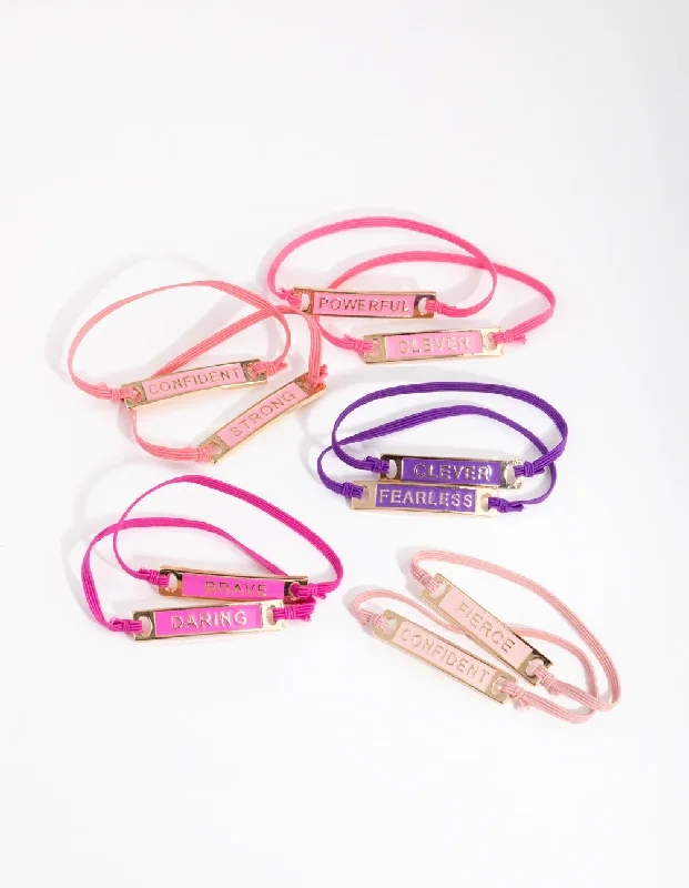 Elegant Bangles for Women with Simple Designs-Kids Gold Enamel Mega Best Friend Stretch Bracelet 10-Pack