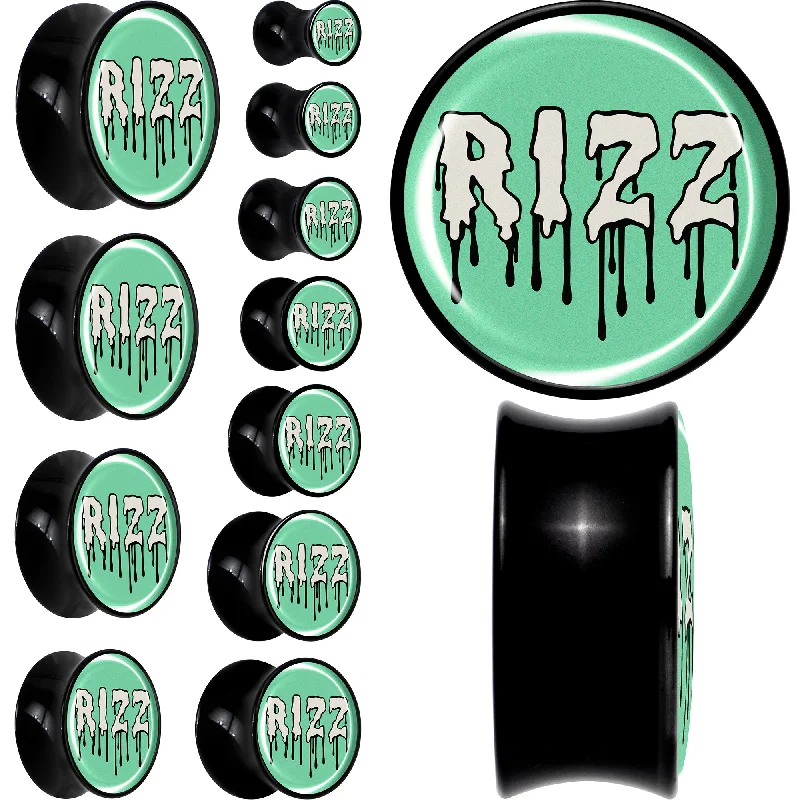 Women's Earrings – Elegant Designs for Every Personality--RIZZ Black Acrylic Saddle Plug Set