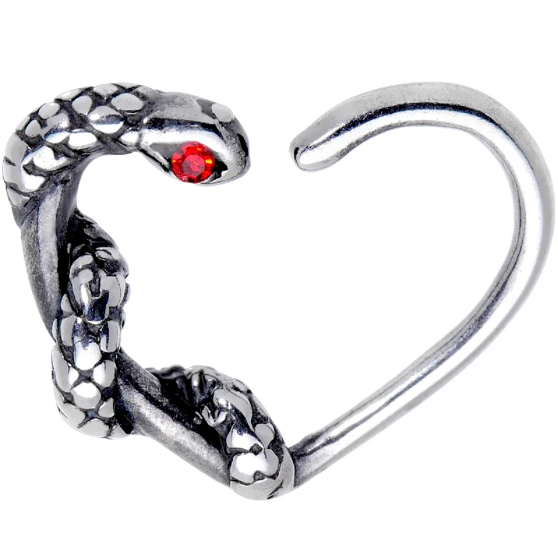Women's Earrings – Elegant Designs for Every Personality--Red Gem Slithering Snake Right Daith Cartilage Tragus Earring
