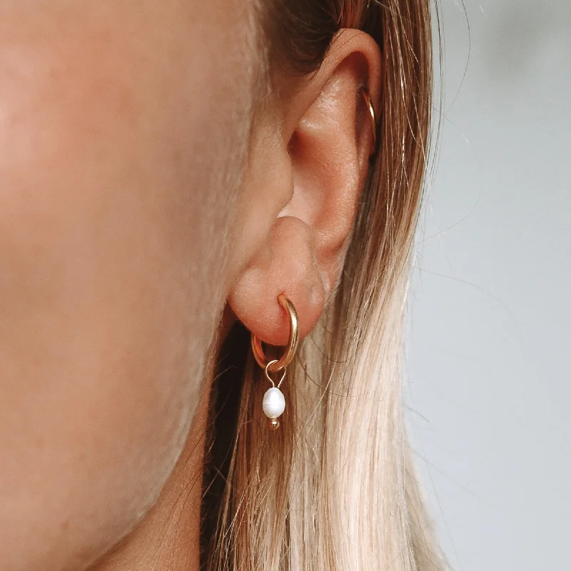 Women's Earrings – Elegant Designs for Every Personality--Pearl Huggie Hoops