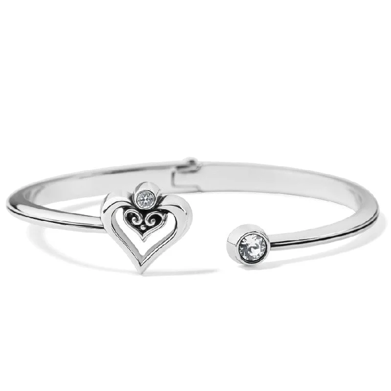 Fashionable Bangles for Women-Alcazar Duet Heart Open Hinged Bangle