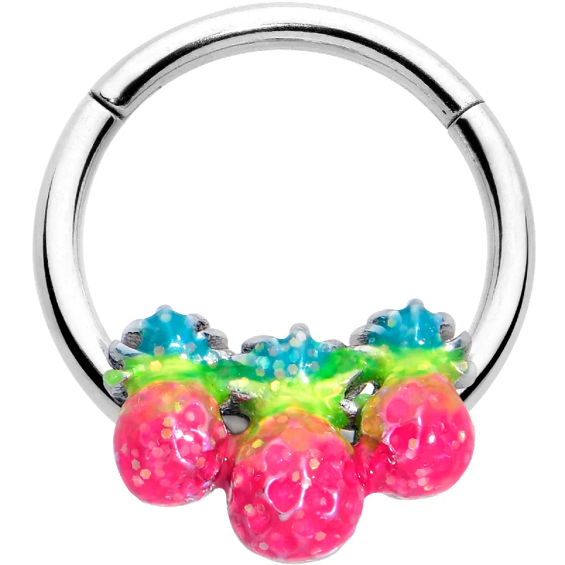 Nose Rings for Casual Wear -16 Gauge 3/8 Hot Tropical Pineapples Hinged Segment Ring Nose Rings for Casual Wear -16 Gauge 3/8 Hot Tropical Pineapples Hinged Segment Ring