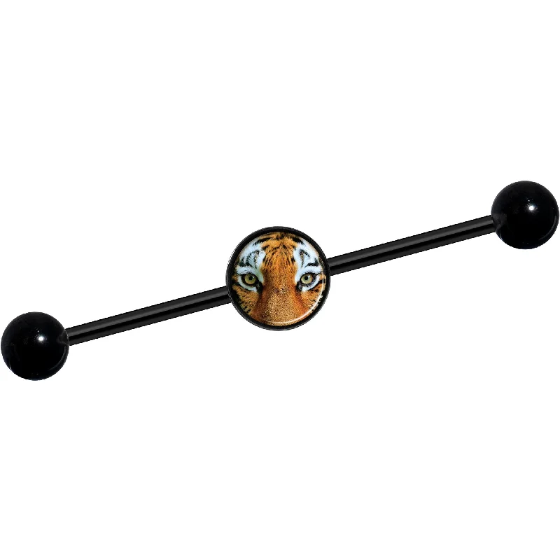 Women's Earrings – Elegant Designs for Every Personality--14 Gauge Full Color Tiger Eyes Black Industrial Barbell 37mm Women's Earrings – Elegant Designs for Every Personality--14 Gauge Full Color Tiger Eyes Black Industrial Barbell 37mm