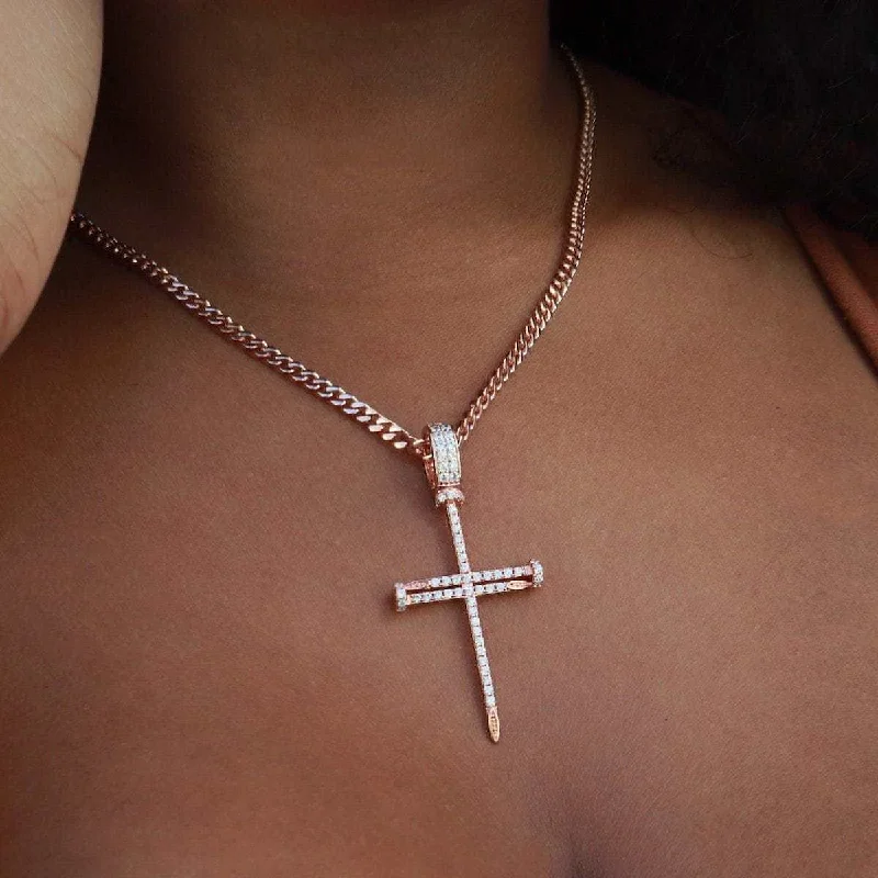 Shop Classic Women's  Necklaces & Pendants with a Modern Twist-Nail Cross in Rose Gold